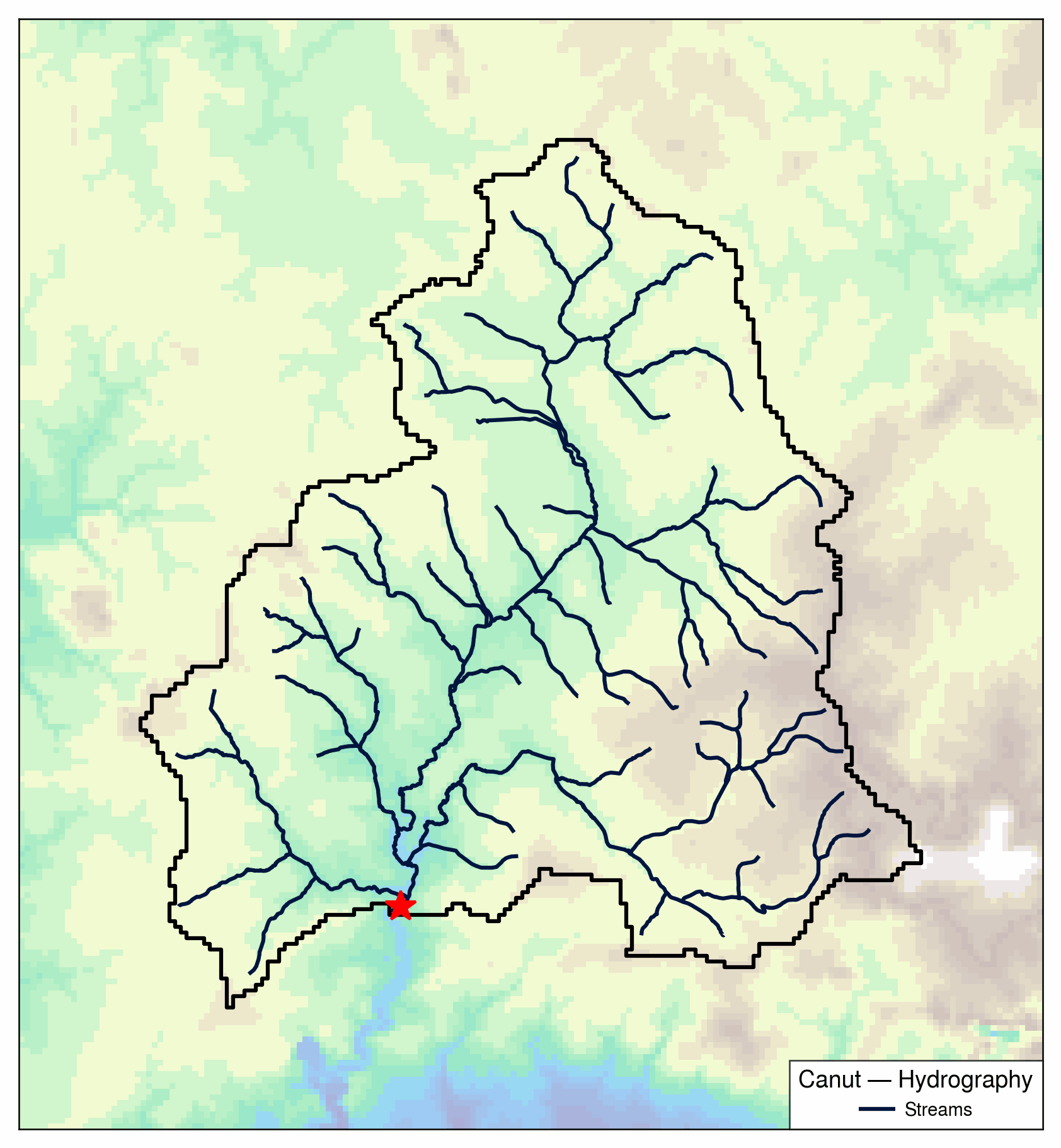 Hydrography panel used as the visual contract for custom river data